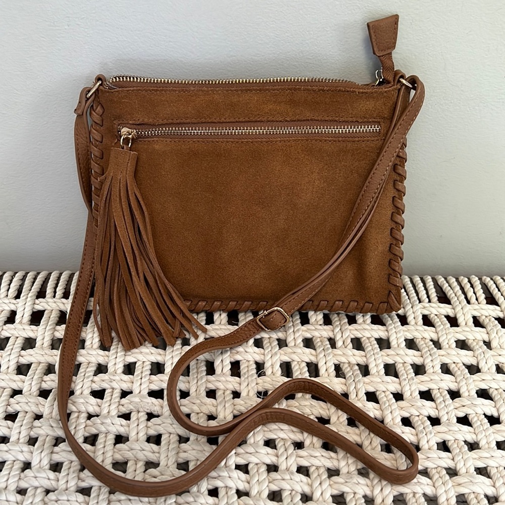 Brown Suede Small Crossbody Bag